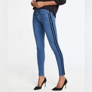 GAP  True Skinny Super High Rise Velvet Side Stripe Tuxedo Jeans Blue Size 26
